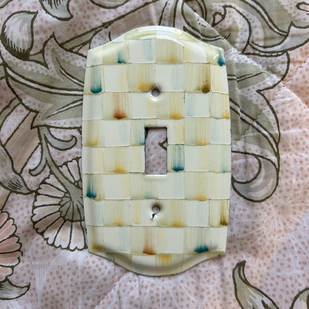 Mackenzie-Childs Enamel Parchment Check Single Switch Plate